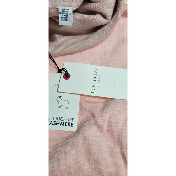 Ted Baker Aidabel Sweater Small Dusty Pink Cashmere Blend Puff Sleeve Mock Neck - Picture 4 of 15